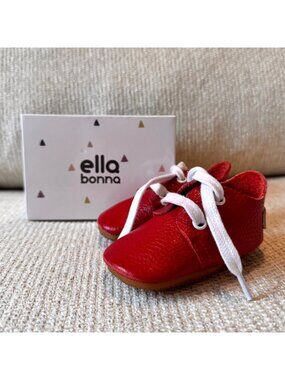 Ella Bonna Oxford Red Leather Baby Boy Girl Shoes Size 4 with box